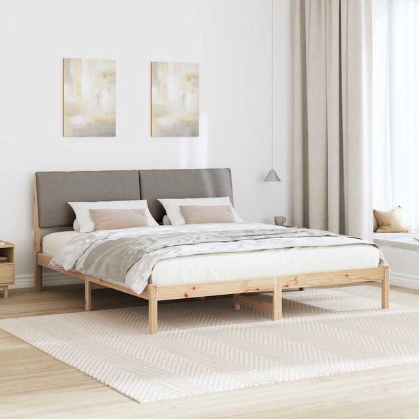 vidaXL Sengestel Brun og taupe 200 x 200 cm Massivt fyrretr&aelig;