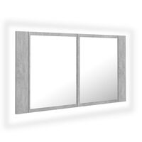 vidaXL badeværelsesskab m. spejl og LED-lys 80x12x45 cm akryl betongrå