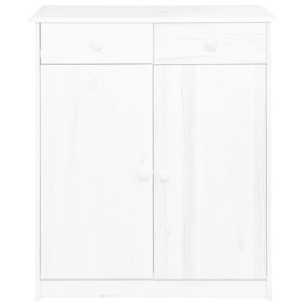 vidaXL sk&aelig;nk med 2 skuffer 78x35x89 cm massivt fyrretr&aelig; hvid