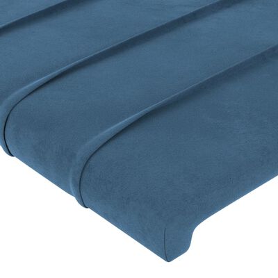 vidaXL sengegavl med kanter 103x16x118/128 cm fløjl mørkeblå