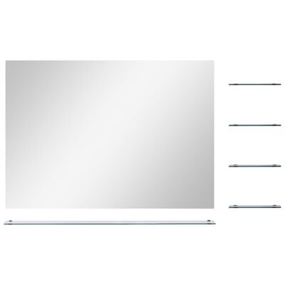 vidaXL vægspejl med 5 hylder 80x60 cm sølvfarvet