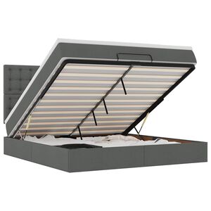 vidaXL osmannisk sengeramme med madras 160x200 cm stof m&oslash;rkegr&aring;