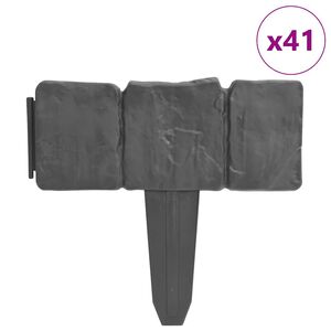 vidaXL Pl&aelig;nekanter 41 stk. 10 m plast stenlook