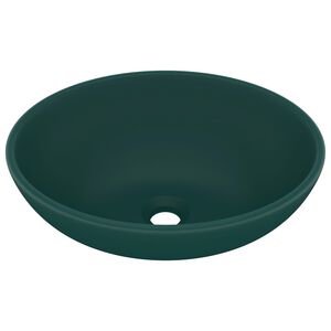 vidaXL luksuri&oslash;s h&aring;ndvask 40x33 cm keramisk oval mat m&oslash;rkegr&oslash;n