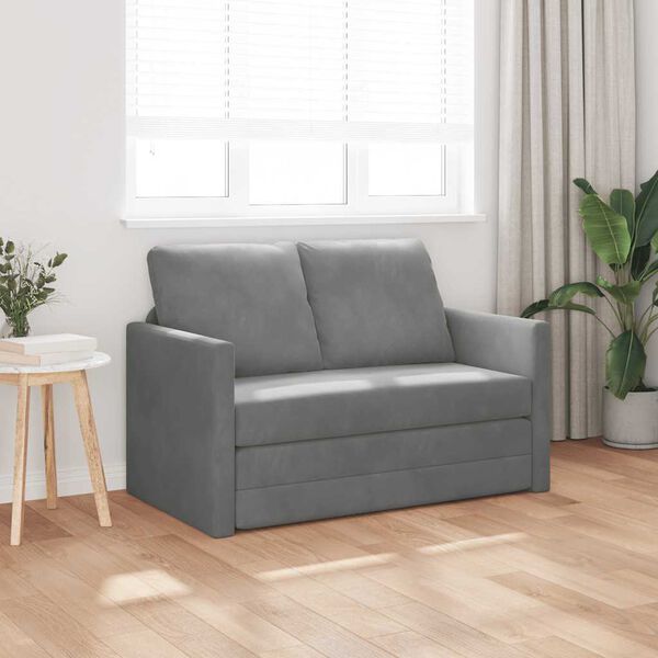 vidaXL 2-i-1 sovesofa 122x204x55 cm velour m&oslash;rkegr&aring;