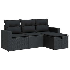 vidaXL sofas&aelig;t til haven 4 dele med hynder polyrattan sort