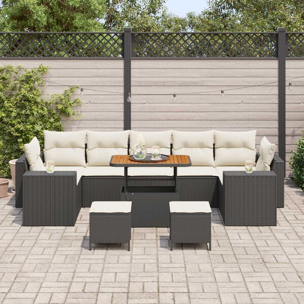 vidaXL Havesofa S&aelig;t 10 pcs Sort polyrattan