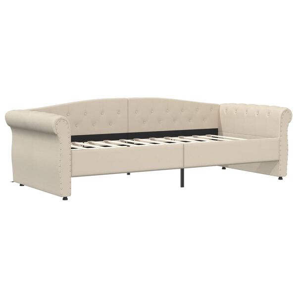 vidaXL daybed med madras og USB 90x200 cm stof cremefarvet