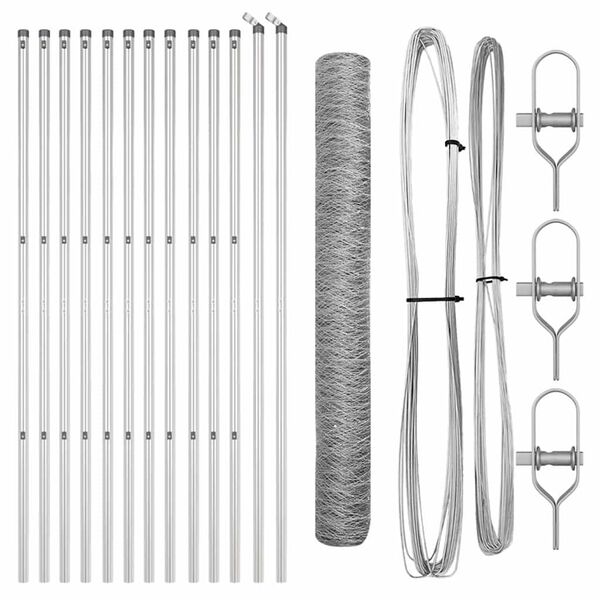 vidaXL Hegnsp&aelig;l S&oslash;lv 25 x 1,2 m (50 mm net) St&aring;l