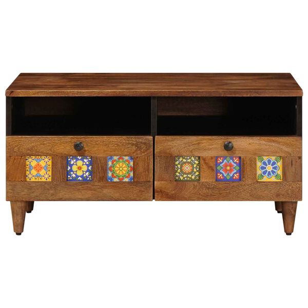 vidaXL TV-skab med skuffe Valn&oslash;d 70 x 33 x 46 cm Massivt mangotr&aelig;