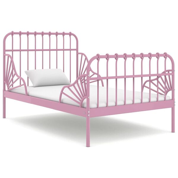 vidaXL udvideligt sengestel 80x130/200 cm metal pink
