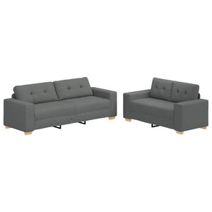 vidaXL 2-delt sofas&aelig;t med hynder m&oslash;rkegr&aring;t stof