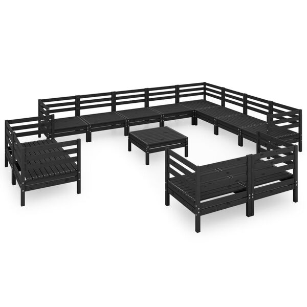 vidaXL lounges&aelig;t til haven 13 dele massivt fyrretr&aelig; sort