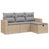 vidaXL sofas&aelig;t til haven 4 dele med hynder polyrattan beige
