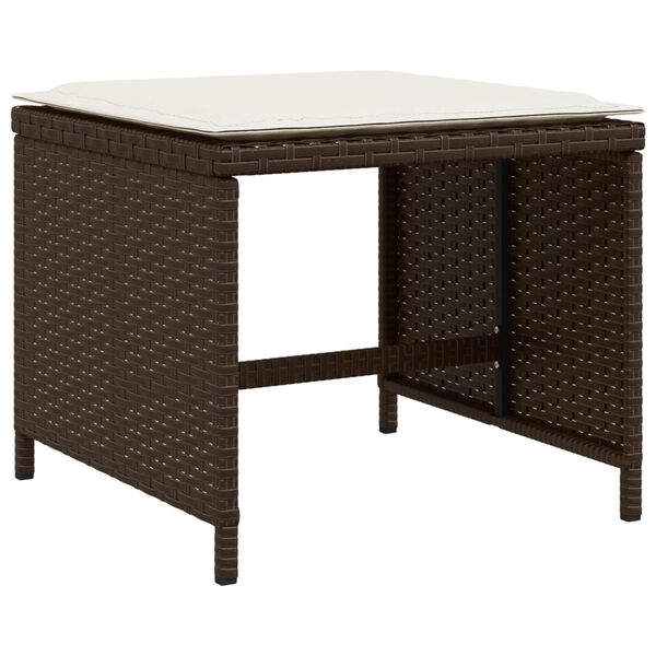vidaXL haveskamler 4 stk. med hynder 40x40x35 cm polyrattan brun