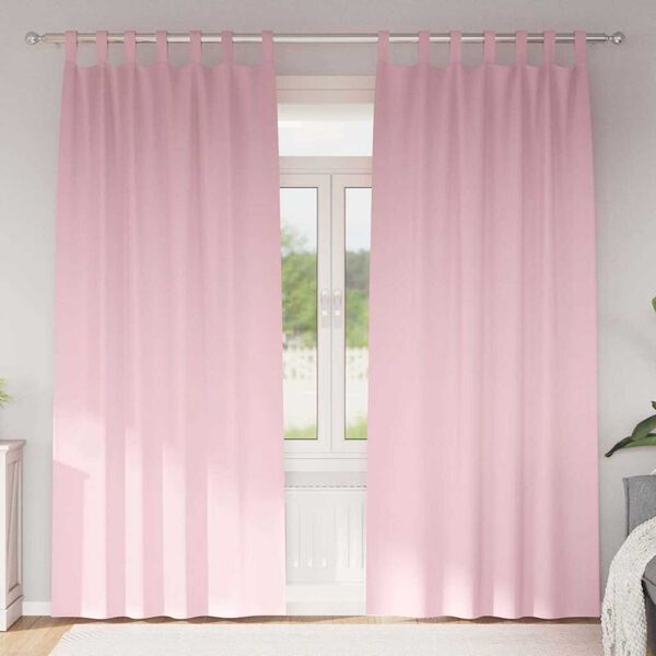 vidaXL Mørklægningsgardiner med ringe 2 pcs Lyserød 260 x 140 cm