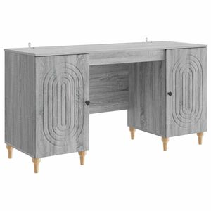 vidaXL Bord med hylde Gr&aring; sonoma-eg 142,5 x 50 x 75 cm Konstrueret tr&aelig;