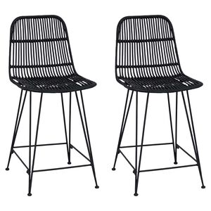 vidaXL Barb&aelig;nk 2 stk. Sort 44 x 54 x 96 cm Rattan og St&aring;l