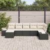 vidaXL Havesofa S&aelig;t med pude 7 pcs Sort polyrattan