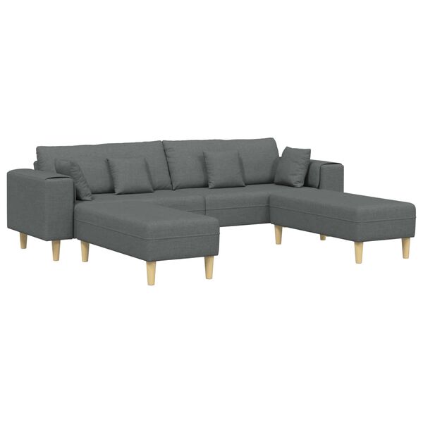 vidaXL Sofa med pude 3 pcs M&oslash;rkegr&aring; Stof