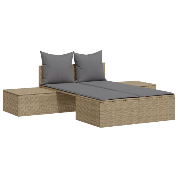 vidaXL solseng med hynder polyrattan beige
