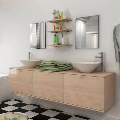 vidaXL badeværelsesmøbelsæt med håndvask 8 dele sort