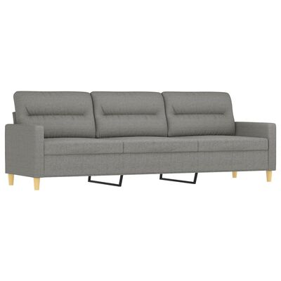 vidaXL 3-personers sofa med puder og hynder 210 cm stof mørkegrå