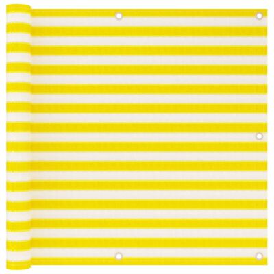 vidaXL altanafskærmning 90x500 cm HDPE gul og hvid
