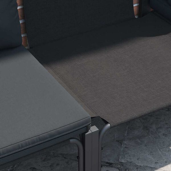 vidaXL Havesofa S&aelig;t med pude 8 pcs Sort St&aring;l