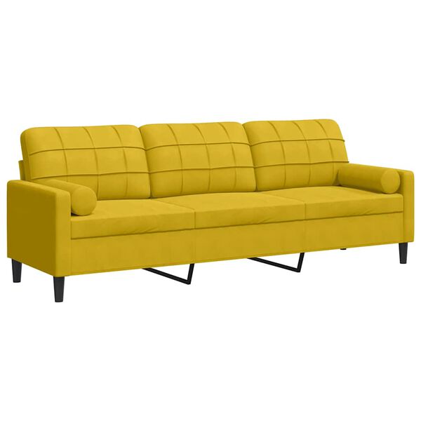 vidaXL 3-personers sofa med pyntepuder 210 cm fløjl gul