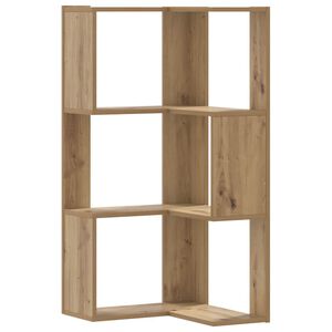 vidaXL bogreol til hj&oslash;rne 50x50x102 cm 3 hylder konstrueret tr&aelig; egetr&aelig;