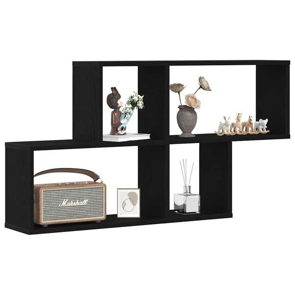 vidaXL V&aelig;ghylde med hylde Sort eg 76 x 15 x 53 cm Konstrueret tr&aelig;