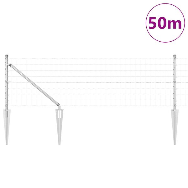 vidaXL Hegn med post S&oslash;lv 0,6 x 50 m St&aring;l
