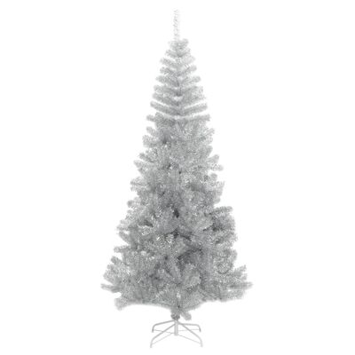 vidaXL kunstigt juletræ med juletræsfod 210 cm PET sølvfarvet