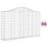 vidaXL buede gabionkurve 6 stk. 200x30x120/140 cm galvaniseret jern