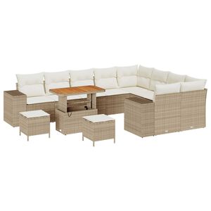 vidaXL Havesofa Sæt med pude 12 pcs Beige polyrattan