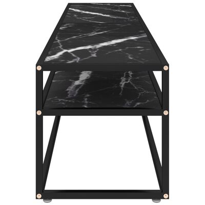 vidaXL tv-bord 180x40x40,5 cm hærdet glas marmoreffekt sort
