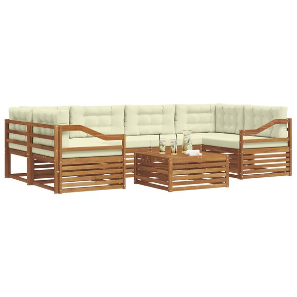 vidaXL Udend&oslash;rs sofagruppe med pude 7 pcs Naturlig og Fl&oslash;de