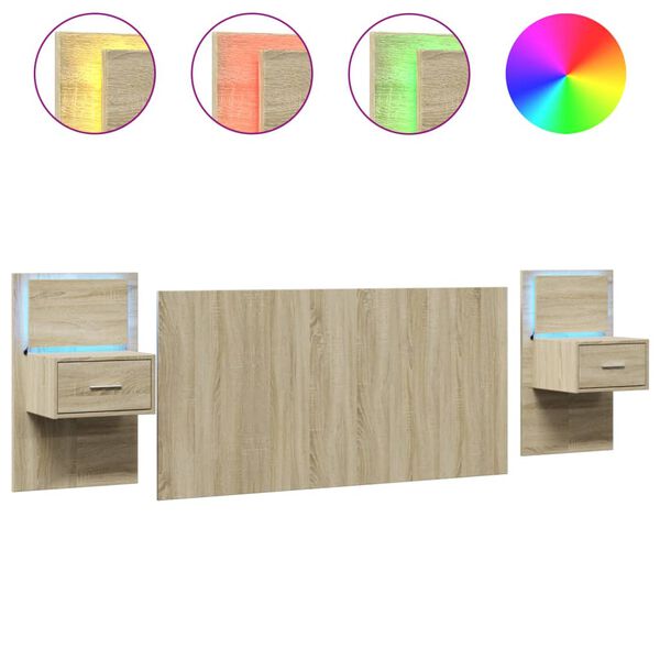 vidaXL sengegavl med skabe 160 cm konstrueret tr&aelig; sonoma-eg