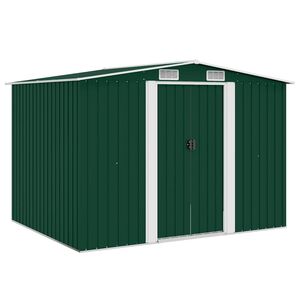 vidaXL opbevaringsskur til haven 257x205x178 cm metal gr&oslash;n