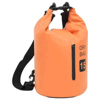 vidaXL vandtæt tørpose med lynlås 15 l PVC orange