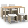 vidaXL spisebordss&aelig;t til haven 5 dele med hynder polyrattan beige