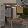 vidaXL markise m. gardin + LED 3x2,5 m manuel betjening gul og hvid
