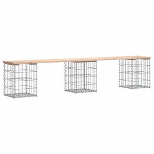 vidaXL haveb&aelig;nk med gabiondesign 203x31x42 cm massivt fyrretr&aelig;