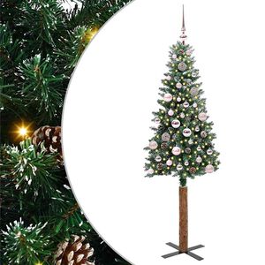 vidaXL Slankt Juletr&aelig; Gr&oslash;n 150 cm PVC og Massiv Fyrretr&aelig;