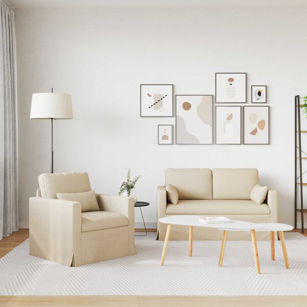 vidaXL Sofa 2 pcs Creme 139 x 78 x 80 cm Stof