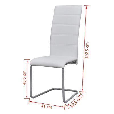 vidaXL spisebordsstole med cantilever 6 stk. kunstlæder hvid