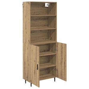 vidaXL Highboard Artisan Egetr&aelig; 69,5 x 34 x 180 cm Ingeni&oslash;rtr&aelig; og glas