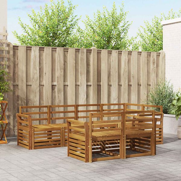 vidaXL Sofas&aelig;t 7 pcs Naturfarvet Massivt Akacietr&aelig;
