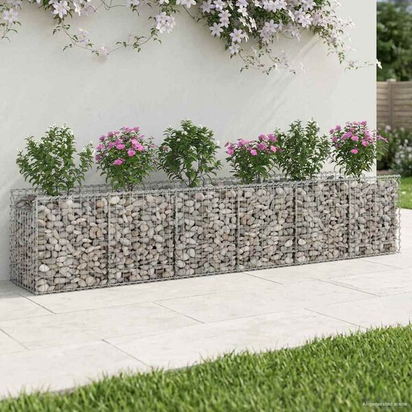 vidaXL Gabion h&oslash;jbed 2 pcs S&oslash;lv 300 x 50 x 60 cm Galvaniseret st&aring;l